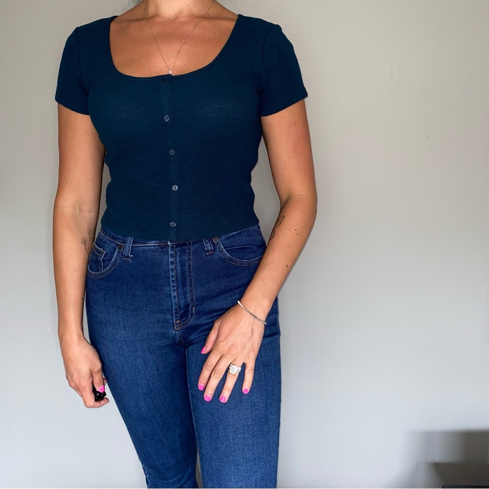 Blue Button Down Teeshirt